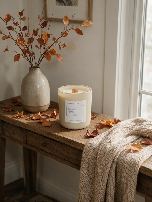 Candle, Fall Scents, Caribbean Scents, Candied Spirits = Rich + Spiced + Festive
This is your gathering/entertaining fragrance. Apple, pear, cinnamon, chestnuts, clove, caramel, sugarcane and vanilla give it that warm people are coming over tonight feeling.