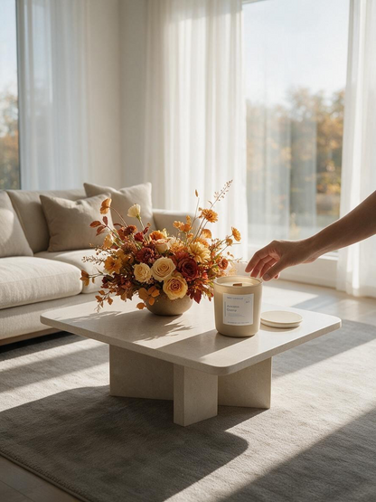 Autumn Cherry = Bright + Fruity + Warm
This is the person who wants fall but doesn't want a heavy fall scent. Cherry, pear, creamy coconut milk, vanilla and amber make it warmer and softer.